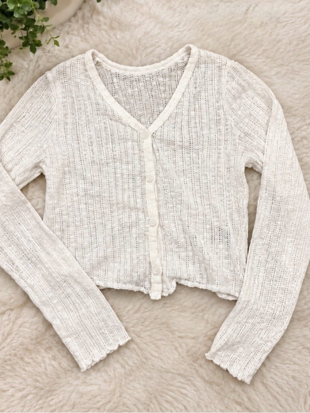 Women's Cream Button-Front Knit Cardigan
